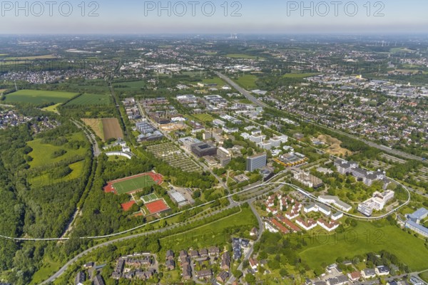 Aerial view, Dortmund University of Technology and Technology Park, construction site and new