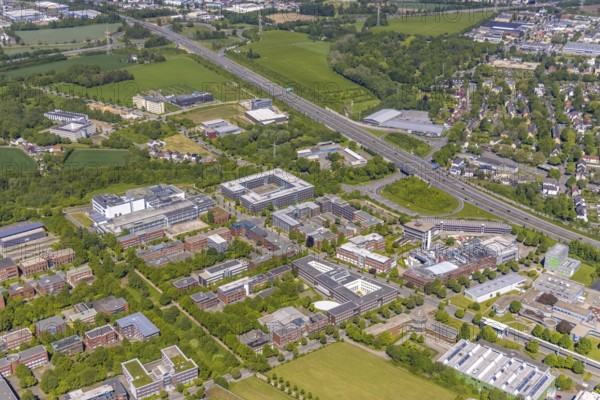 Aerial view, Dortmund Technology Park, construction site and new building, Sebrathweg office