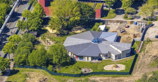 Aerial view, HoKiDo day-care centre at the Technical University of Dortmund, Eichlinghofen,