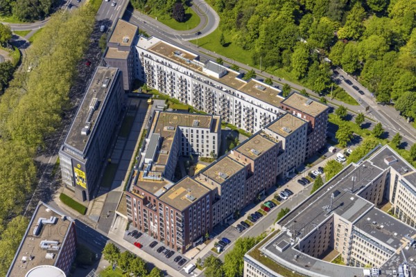 Aerial view, Berswordt-Quartier, Berswordt-Carrée, Berswordtstraße, Westfalenhalle, Dortmund, Ruhr