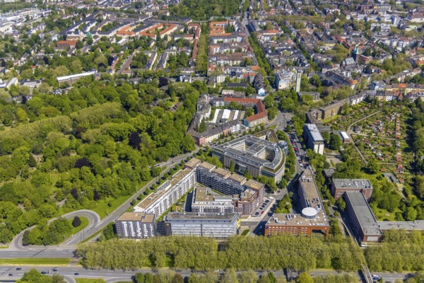 Aerial view, Berswordt-Quartier, Berswordt-Carrée, Berswordtstraße, Westfalenhalle, Dortmund, Ruhr