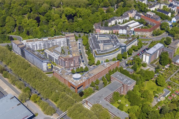 Aerial view, Berswordt-Quartier, Berswordt-Carrée, Berswordtstraße, Westfalenhalle, Dortmund, Ruhr