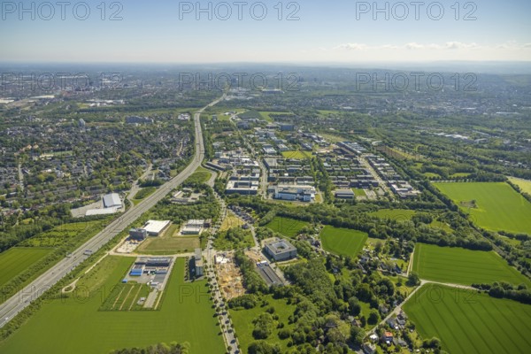 Aerial view, Dortmund University of Technology and Dortmund Technology Park, construction site and