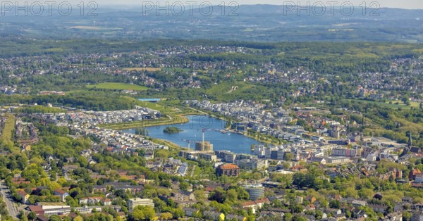 Aerial view, Phoenix Lake, Ruhrallee, Dortmund, Ruhr area, North Rhine-Westphalia, Germany, DE,