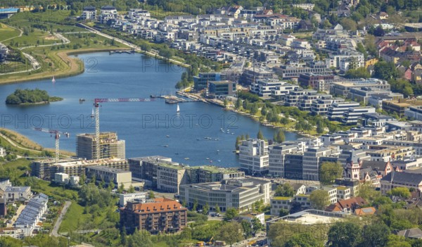 Aerial view, Phoenix-See, Ruhrallee, Dortmund, Ruhr area, North Rhine-Westphalia, Germany, DE,