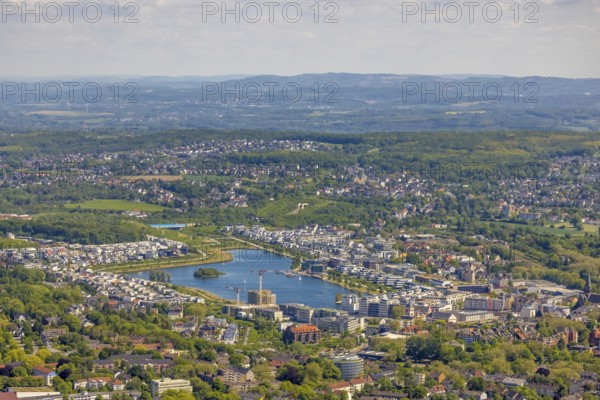 Aerial view, Phoenix Lake, Ruhrallee, Dortmund, Ruhr area, North Rhine-Westphalia, Germany, DE,