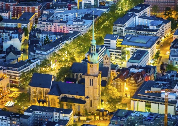 Aerial view, evang. Reinoldikirche, Evang. Stadtkirche St. Marien, City, Dortmund, Ruhr area, North