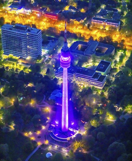 Aerial view, Florian Tower in Westfalenpark, Ruhrallee, Dortmund, Ruhr area, North