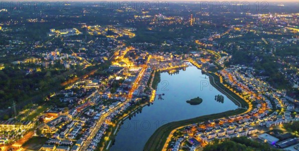 Aerial view, Phoenix Lake and Florian Tower, Hörde, Dortmund, Ruhr area, North Rhine-Westphalia,