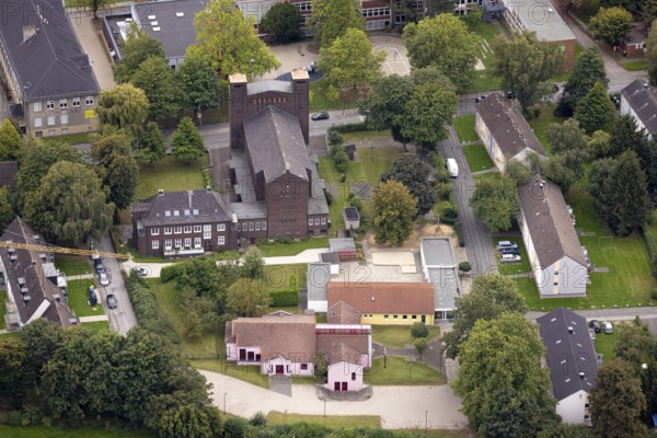 Aerial view, St. Charles Borromeo Catholic Church in the Dorstfeld district of Dortmund, Ruhr area,