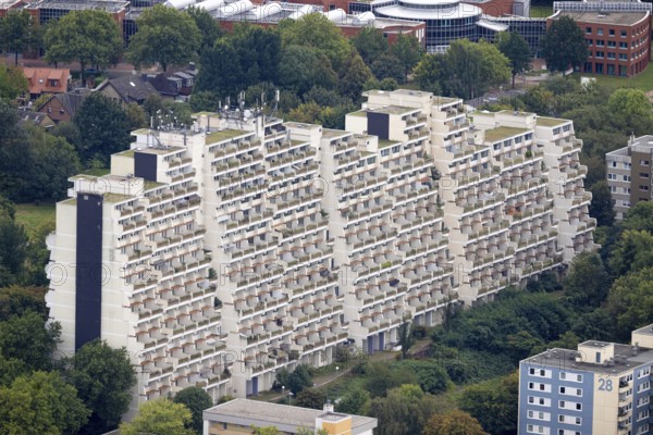 Aerial view, Dorstfelder Hannibal II building in the district Dorstfeld in Dortmund, Ruhr area,
