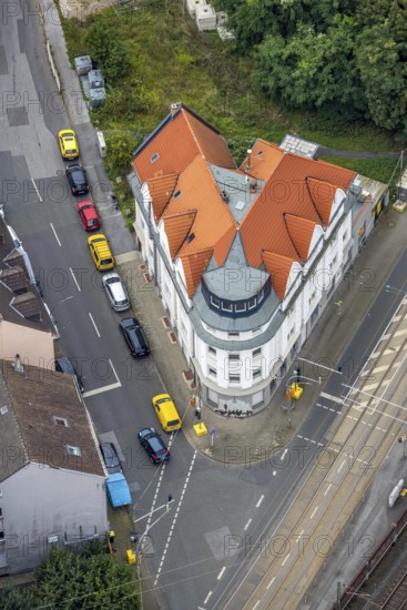 Aerial view, iron house at Heyden-Rynsch-Straße corner Dorstfelder Hellweg in the district