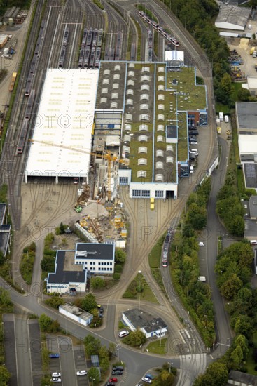 Aerial view, DSW21 depot Dorstfeld in the district Dorstfeld in Dortmund, Ruhr area, North