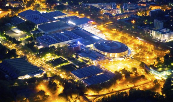Aerial photography, Westfalenhallen, Westfalenhalle, Dortmund, Ruhr area, North Rhine-Westphalia,