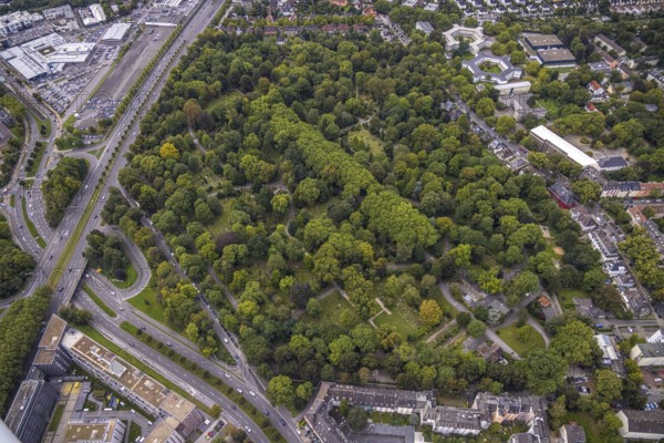 Aerial view, Southwest Cemetery in the Westfalenhalle district of Dortmund, Ruhr area, North