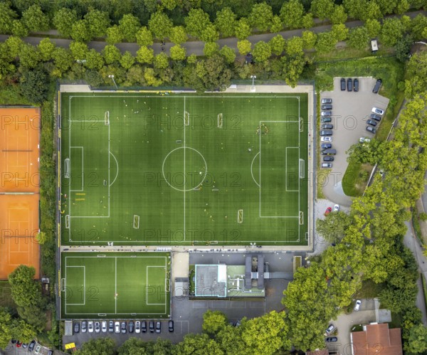 Aerial view, sports field and training facility BVB 09 Dortmund with the BVB Evonik football