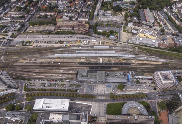 Aerial view, construction site at Dortmund Central Station in the City district of Dortmund, Ruhr