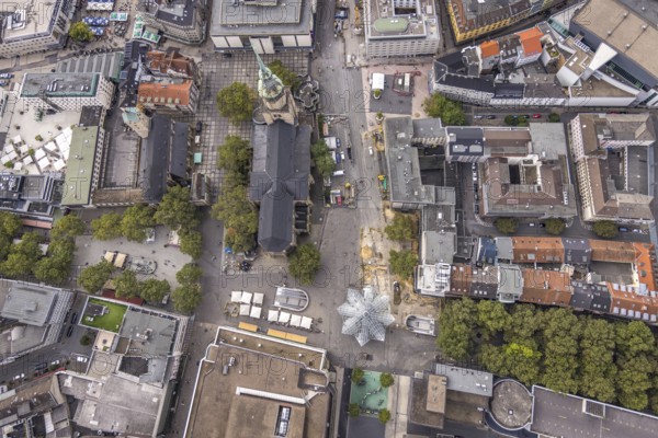 Aerial view, St. Reinoldi Church in the City district of Dortmund, Ruhr area, North