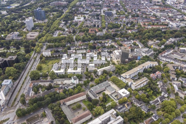 Aerial view, new office park at the Kronenburg on the site of the former Kronenbrauerei between