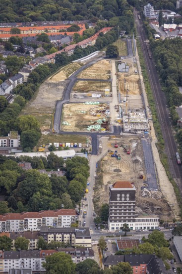 Aerial view, construction site Kronprinzenviertel for new construction of residential units Am