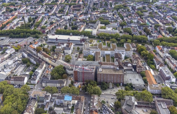 Aerial view, construction site at the Dortmund Clinic in the City district of Dortmund, Ruhr area,
