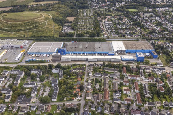 Aerial view, commercial area Brackeler Hellweg in the district Asseln in Dortmund, Ruhr area, North