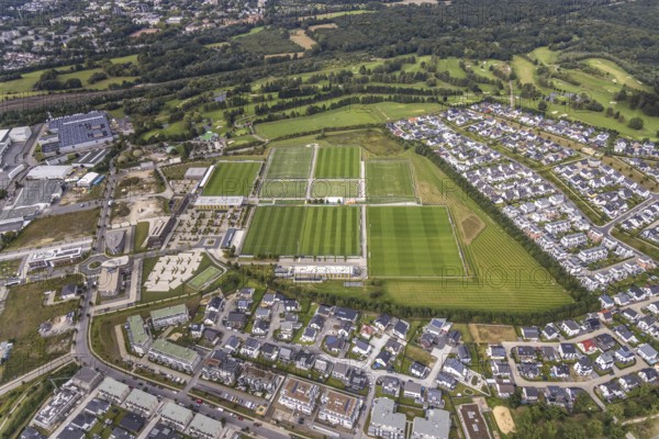 Aerial view, BVB Borussia Dortmund training ground with construction site in the district Brackel