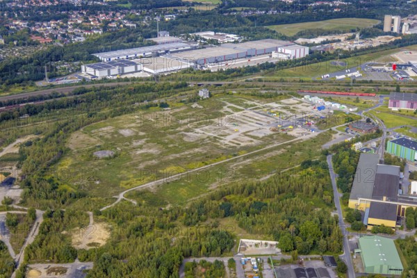 Aerial view, brownfield site at the Flurstraße of the old Westfalenhütte in the district