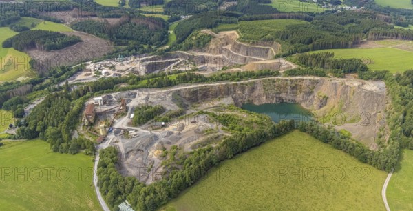 Aerial view, Basalt AG quarry and Robert Schulte quarry in Scheda, Drolshagen, Sauerland, North