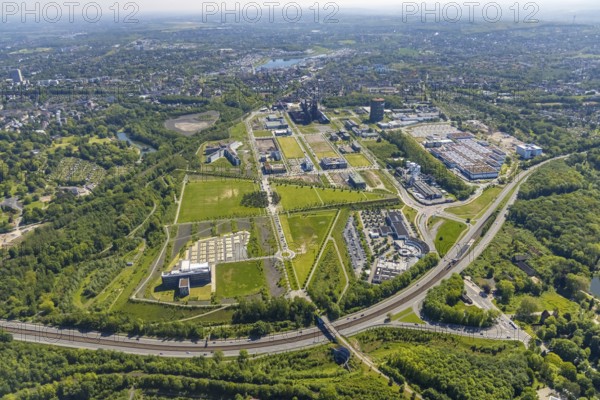 Aerial view, Phönix-West industrial estate and recreation area, Hörde, Dortmund, Ruhr area, North