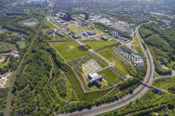 Aerial view, Phönix-West industrial estate and recreation area, Hörde, Dortmund, Ruhr area, North
