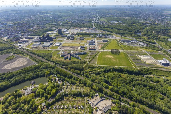 Aerial view, Phönix-West industrial estate and recreation area, Hörde, Dortmund, Ruhr area, North