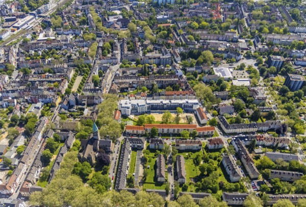 Aerial view, nursing home Am Heedbrink, Herz-Jesu-Kirche, Hörde, Dortmund, Ruhr area, North