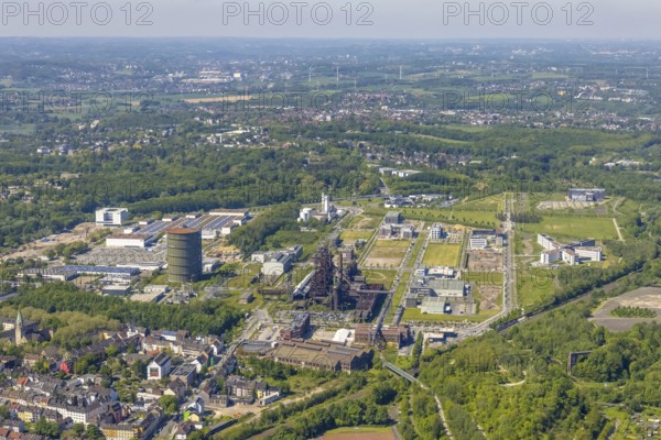 Aerial view, Phönix-West industrial estate and recreation area, Hörde, Dortmund, Ruhr area, North
