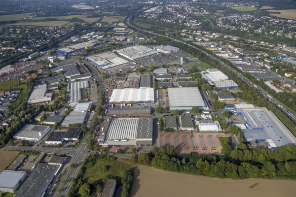 Aerial view, Indupark commercial area with the IKEA store in the district Oespel in Dortmund, Ruhr