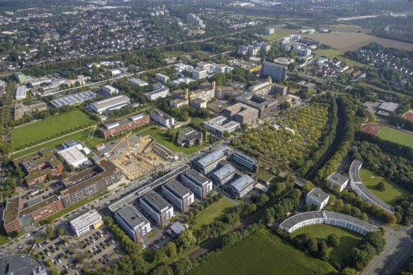 Aerial view, construction site for new refrigeration plant in Dortmund Technology Park on