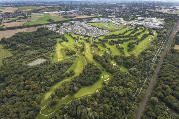 Aerial view, Royal Saint Barbara's Dortmund Golf Club and single-family house housing estate