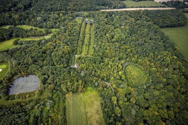 Aerial view, Former shooting range in the nature reserve Buschei Am Wirksfeld and Wulfscher Teich
