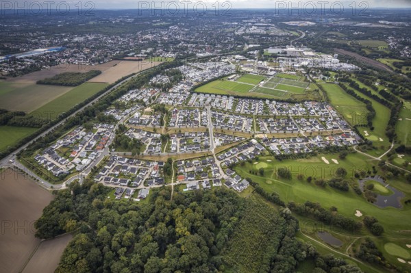 Aerial view, single-family house, housing estate Brackeler Feld and BVB Borussia Dortmund training