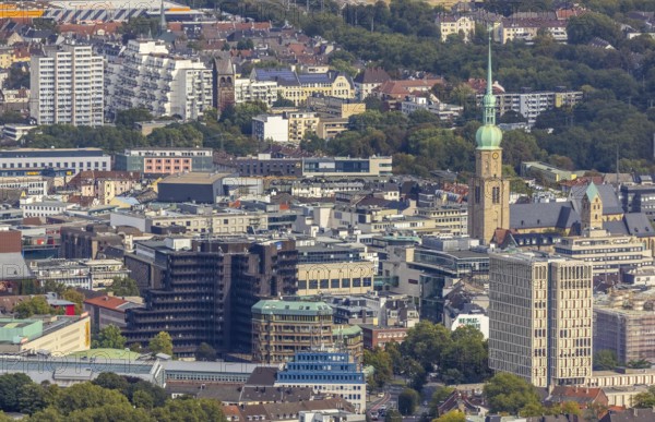 City centre view with Ev. Stadtkirche St Marien and St. Reinoldikirche in the district City in