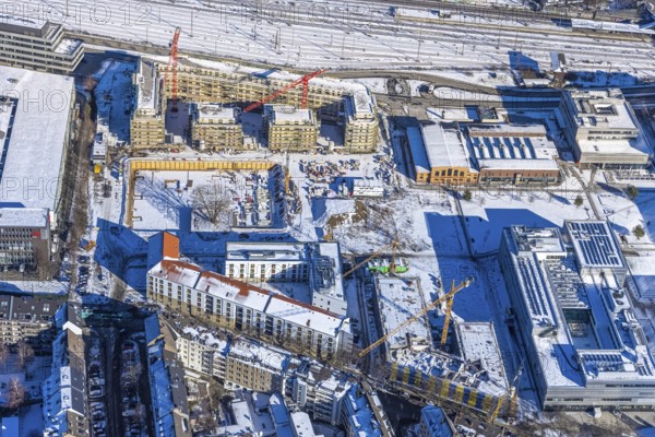 Aerial view, construction site of the new Centre for Digitisation and Digitality (ZDD) on the
