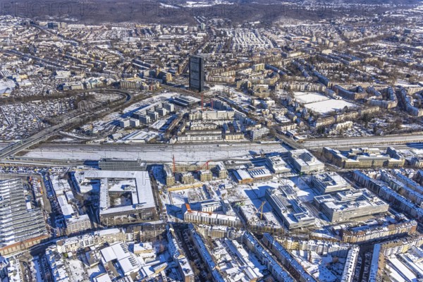 Aerial photo, city centre, ARAG Tower, Düsseltal, Düsseldorf, Rhineland, North Rhine-Westphalia,