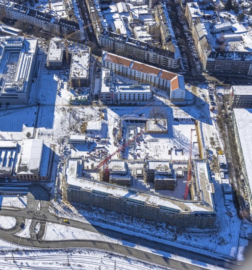 Aerial view, construction site of the new Centre for Digitisation and Digitality (ZDD) on the