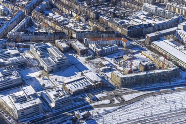 Aerial view, construction site of the new Centre for Digitisation and Digitality (ZDD) on the