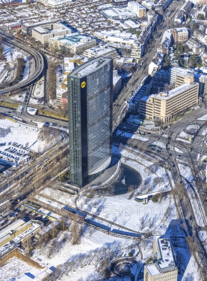 Aerial photo, city centre, ARAG Tower, Düsseltal, Düsseldorf, Rhineland, North Rhine-Westphalia,