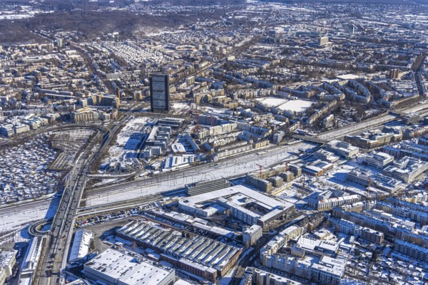 Aerial photo, city centre, ARAG Tower, Düsseltal, Düsseldorf, Rhineland, North Rhine-Westphalia,