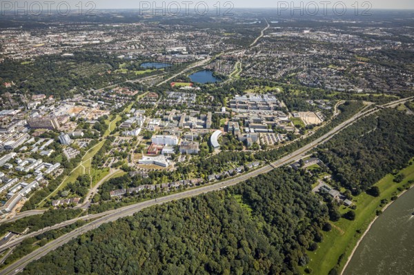 Aerial view, Heinrich-Heine-University in the district Bilk in Düsseldorf, Rhineland, North