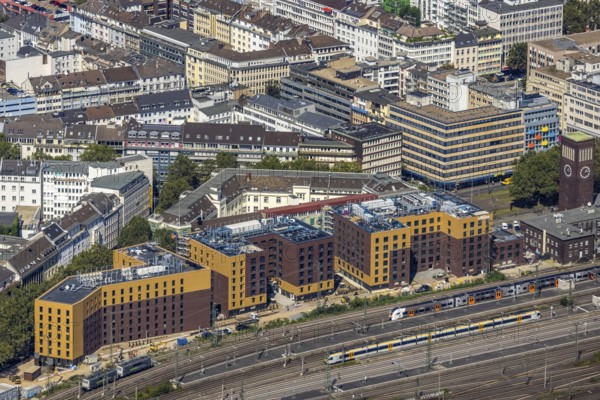 Aerial view, construction site and new hotel buildings for Adina Apartment Hotel, Hampton by Hilton