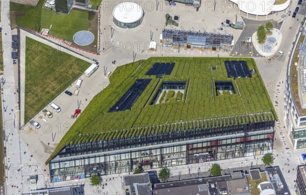 Aerial view, new construction of the Kö Bogen II business centre with hornbeam growth at