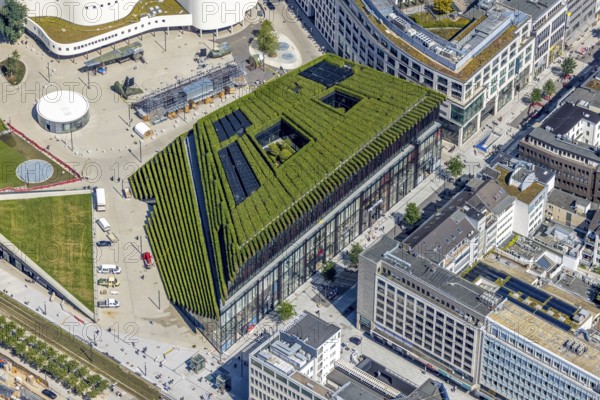 Aerial view, new construction of the Kö Bogen II business centre with hornbeam growth at